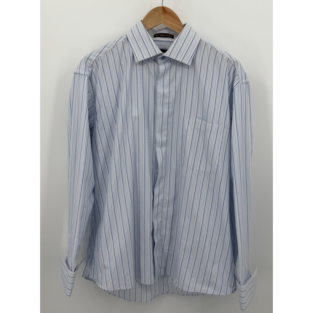 BRUNO CONTE Dress Shirt Long Cuffed Sleeve Single Needle‎ Hem Size 16.5" 34/35